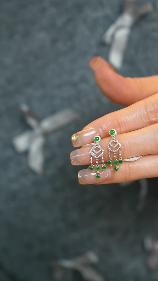 【闪购商品】翡翠耳饰18K金镶嵌69号-耳钉/姿/3