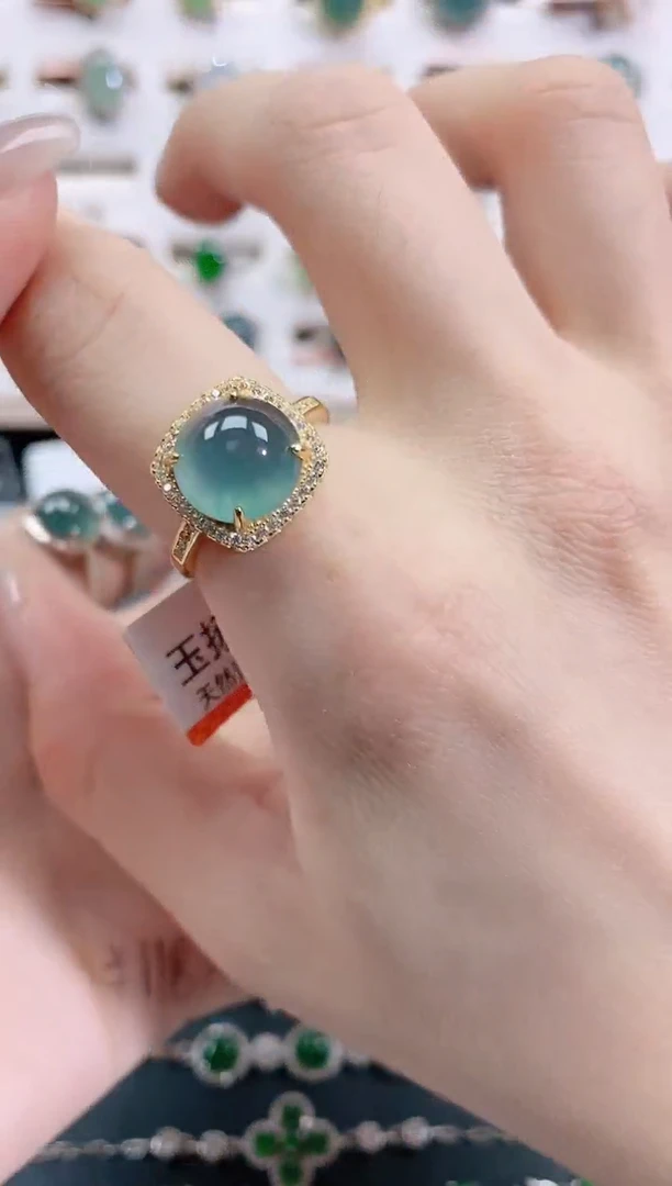 银S925镶嵌戒指翡翠天然翡翠