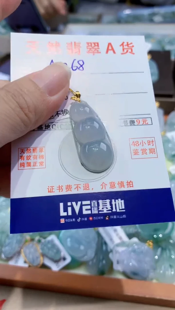 颈饰18K金镶嵌翡翠天然翡翠A货挂件