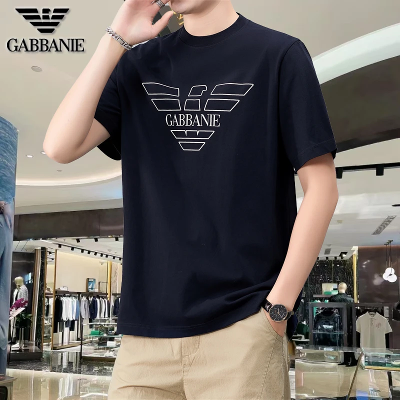 意大利运动透气男士百搭GABBANIE T恤衫时尚夏季纯棉100%短袖上衣