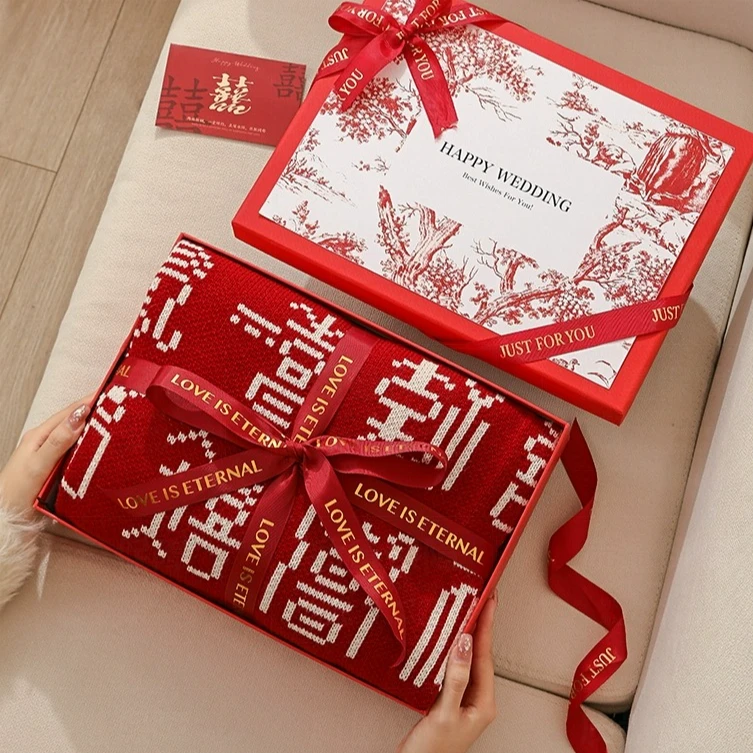 新婚礼物送新人结婚高档实用创意定制百喜毯礼盒装闺蜜姐妹订婚礼