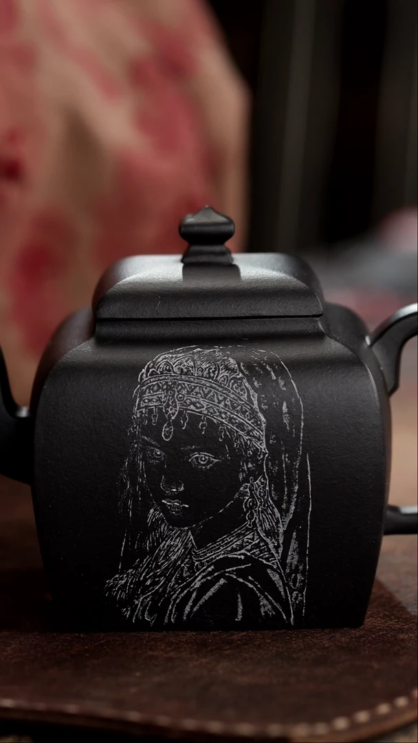 茶杯紫砂非遗茶器-美女四方文玉