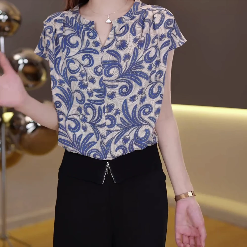 洋气碎花短袖女款爆款2025夏季新款T恤上衣显瘦夏天衣服