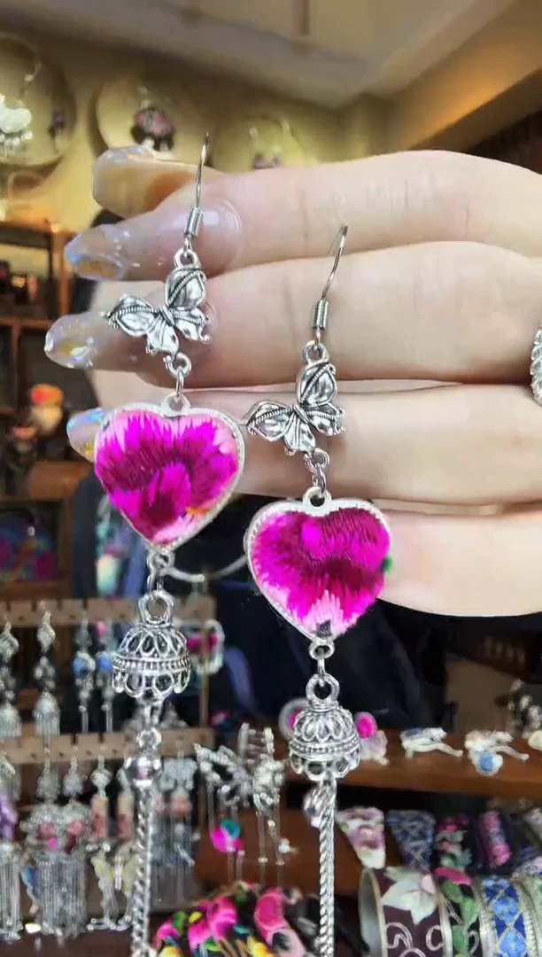 刺绣非遗刺绣民族风耳环