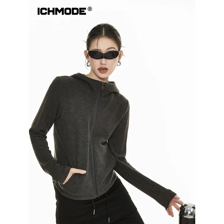 ICH MODE美式空气层外套女款修身上衣长袖运动户外休闲女士透气