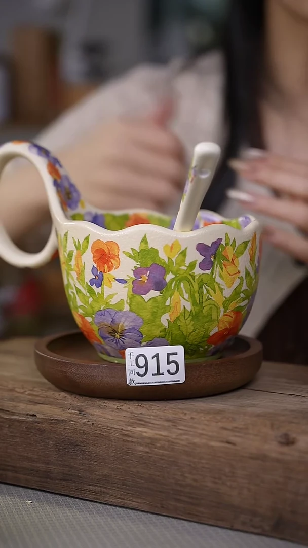 【闪购商品】瓷片福利！釉中彩花卉咖啡杯