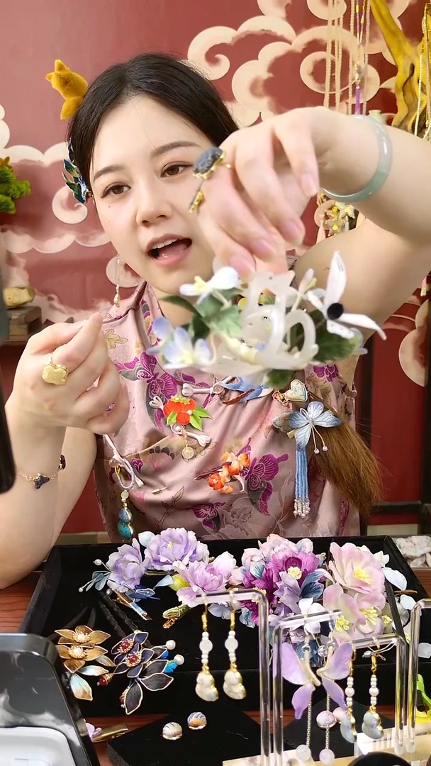 刺绣宋锦绒花002