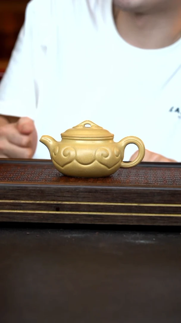 茶壶紫砂仿古如意  本山绿泥  全手工  220cc