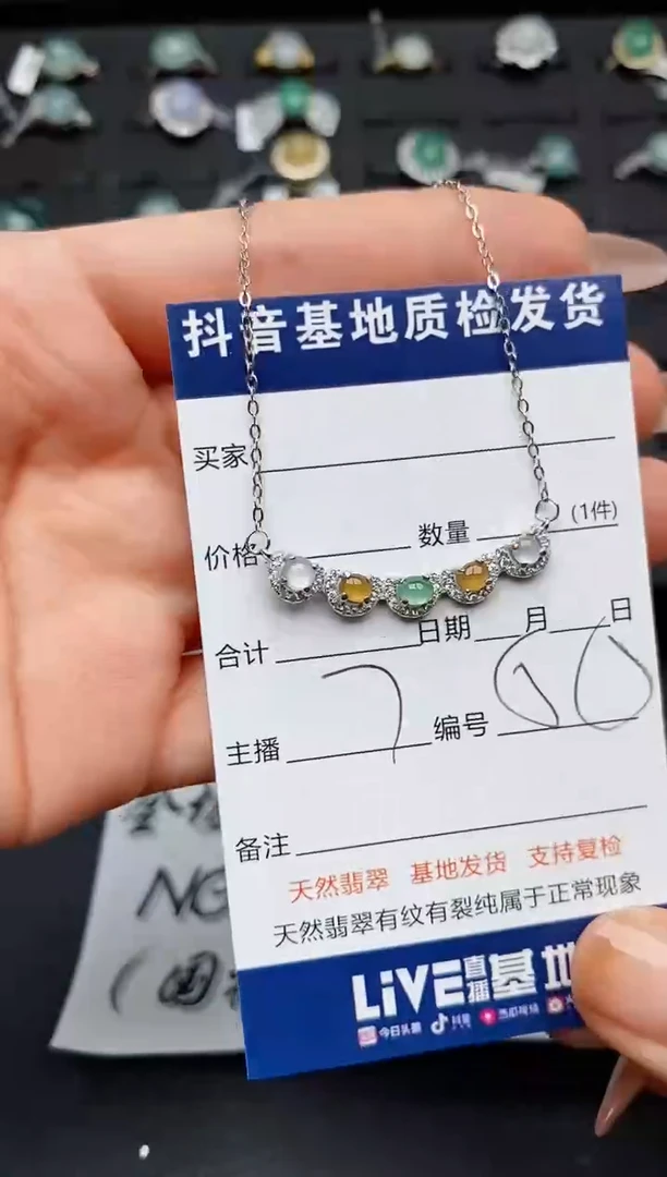 翡翠银S925镶嵌颈饰............
