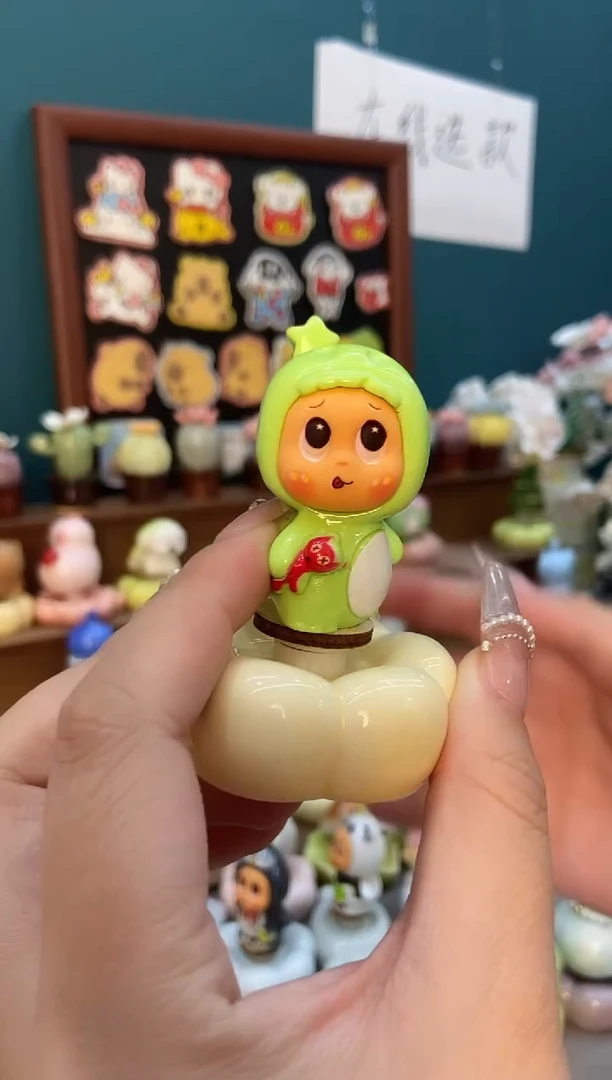 摆件陶绿色星星人景德镇陶瓷摆件1个装