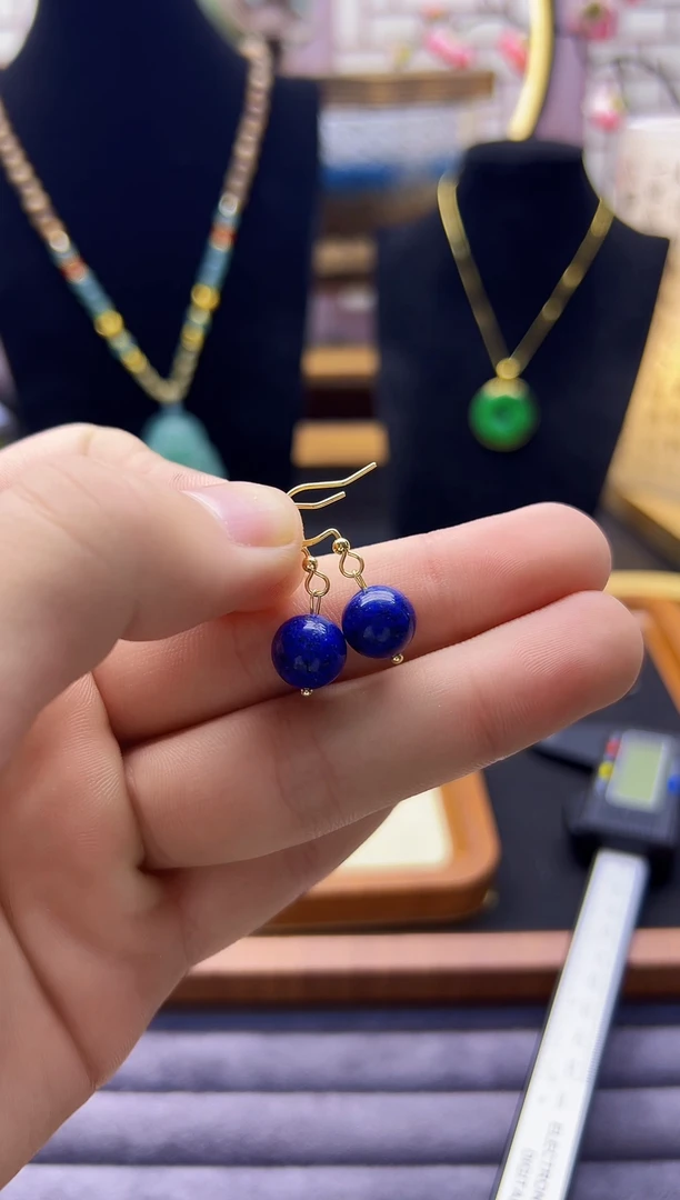 【闪购商品】青金石耳饰14K金镶嵌E385