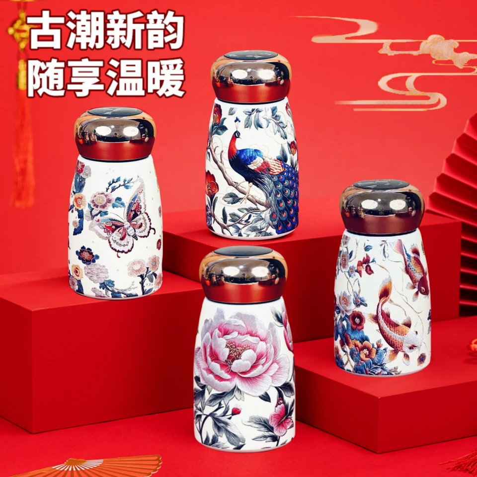 2025年新款复古轻奢口袋保温杯高颜值便携水杯蘑菇杯女士保温杯