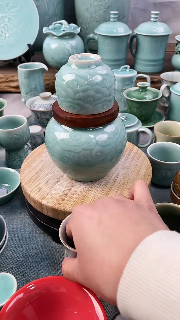 【闪购商品】1茶叶罐1杯 特价 微瑕 慧仙青瓷