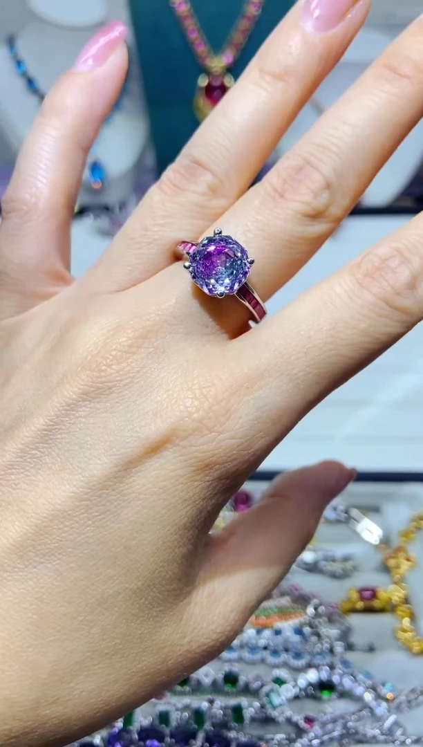 银S925镶嵌耳饰紫晶1