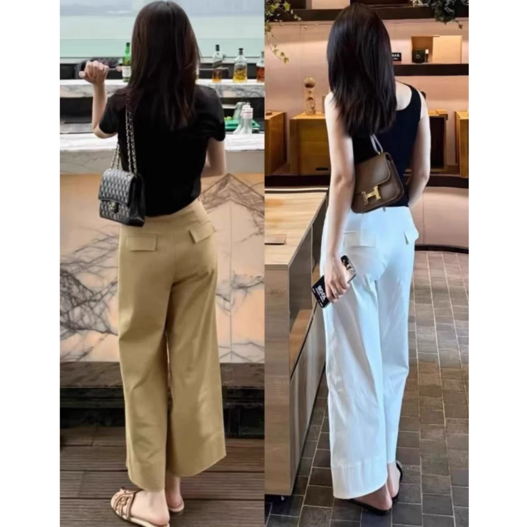 0899秋韩版直筒西装裤女薄款显瘦高腰小个子休闲窄版阔腿裤