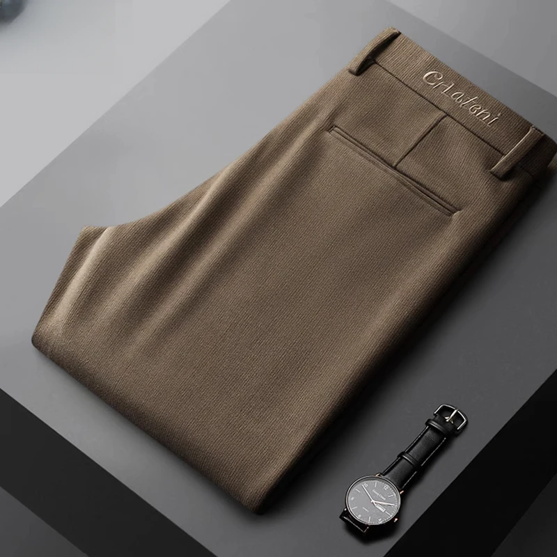 秋季休闲长裤男士加肥加大码肥佬宽松西装裤商务休闲直筒弹力西裤