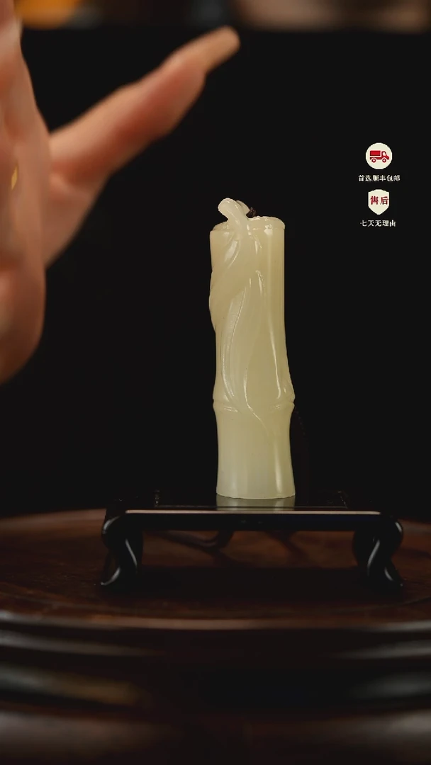 云南石竹叶青雕刻：大叶竹节手把件摆件挂件