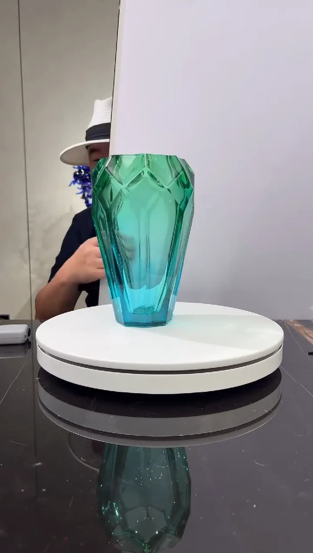 摆件蓝绿色冰花花瓶摆件