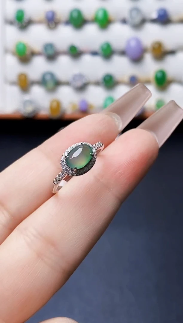 银S925镶嵌戒指翡翠3573