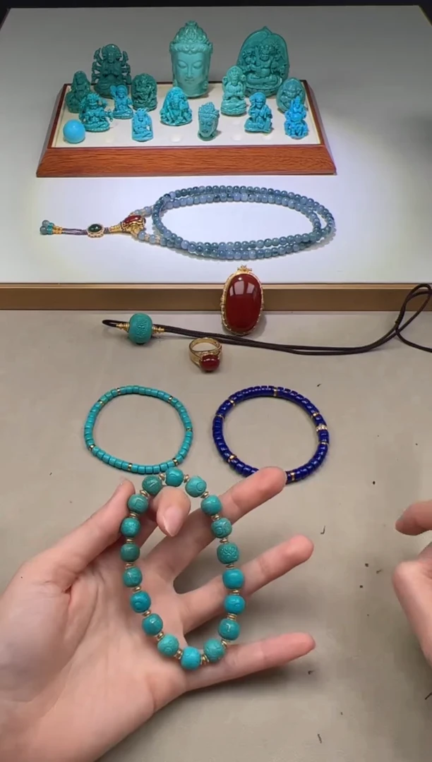 【闪购商品】绿松石手串手串18K金镶嵌手串手串