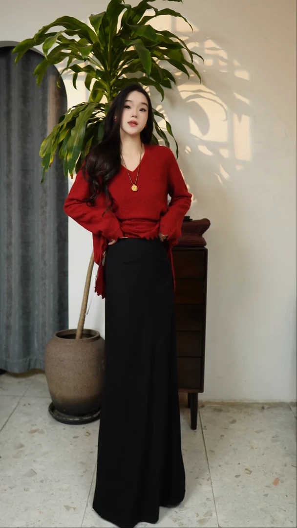 黑色毛感半裙 L码（腰围74左右）