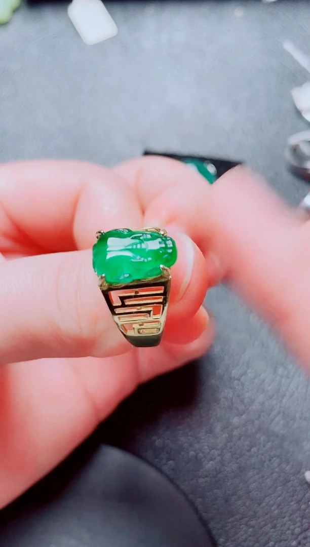 银S925镶嵌戒指翡翠111