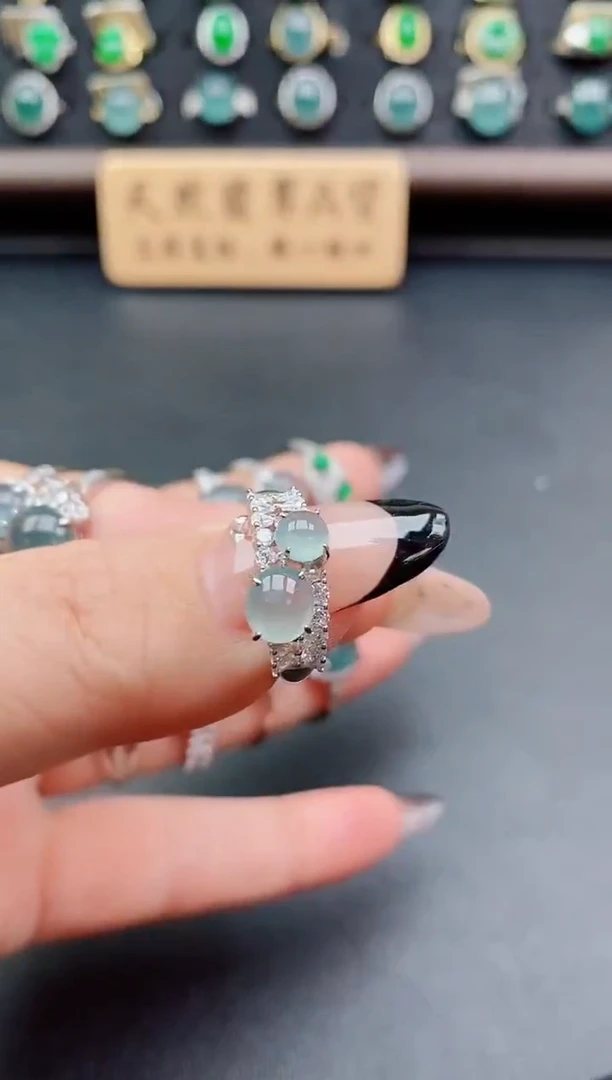 银S925镶嵌戒指翡翠1