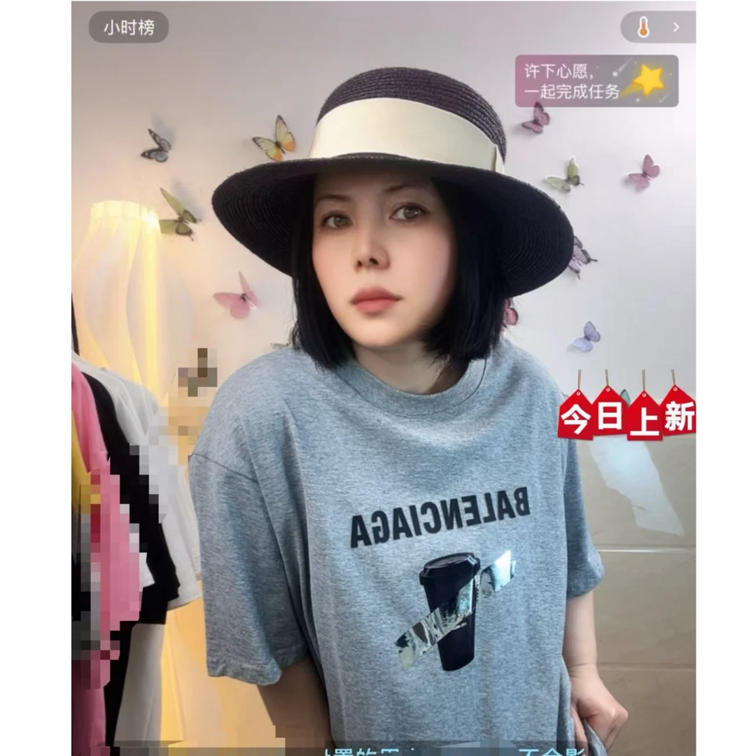 夏季短袖吸汗速干印花T恤上衣圆领ins侘寂风