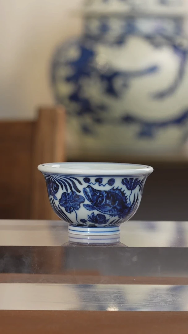 舜瓷鱼藻小压手杯