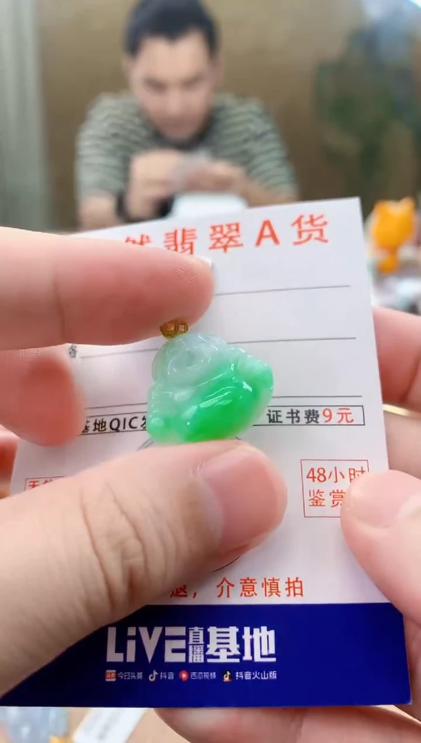颈饰18K金镶嵌翡翠天然A货翡翠挂件