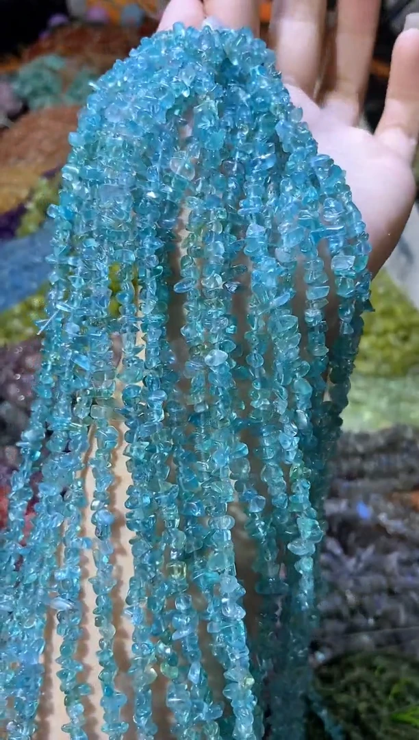 水晶珠宝半成品未镶嵌卡3-5小蓝磷灰