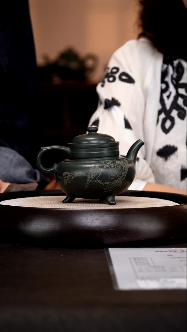 茶壶紫砂GHJ52古昔傲雪可心绿泥300cc
