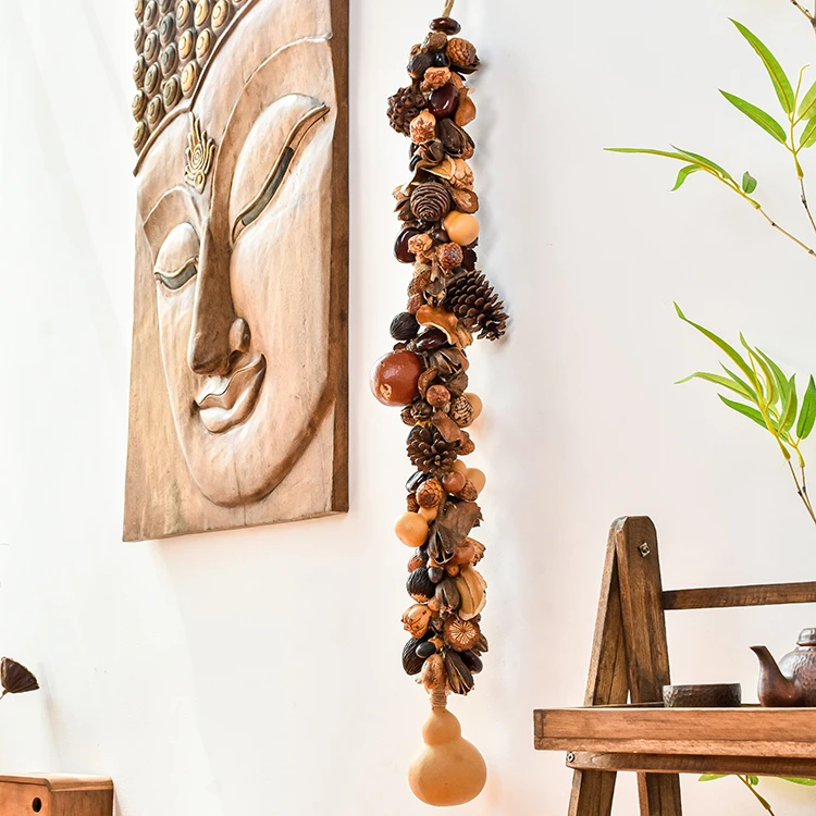泰式五谷丰登果实串菩提葫芦福禄手工编织收纳家用创意多用途客厅