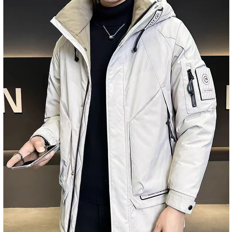 8899中长冲锋衣保暖免烫加厚时尚男款连帽男装百搭男士潮流防风