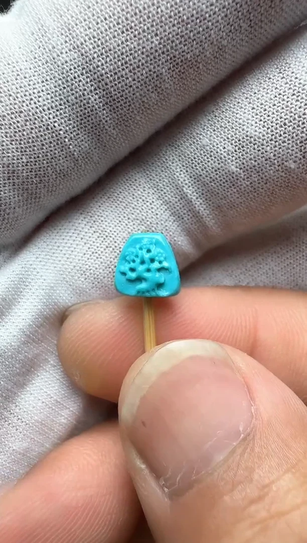 【闪购商品】绿松石岁寒三友未镶嵌直径8.3高7.9