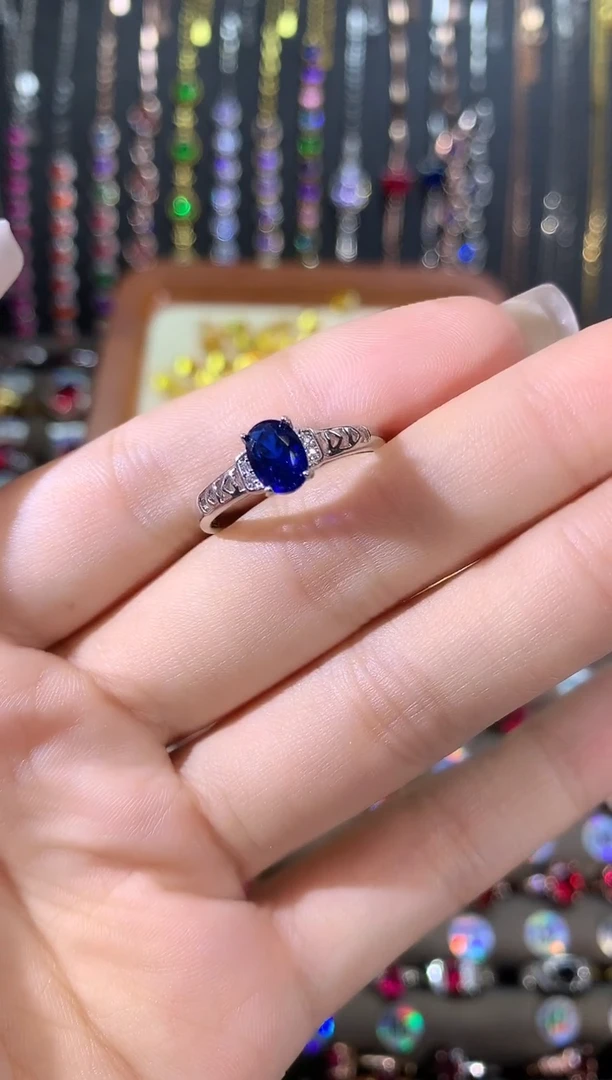 戒指蓝宝石未镶嵌银57