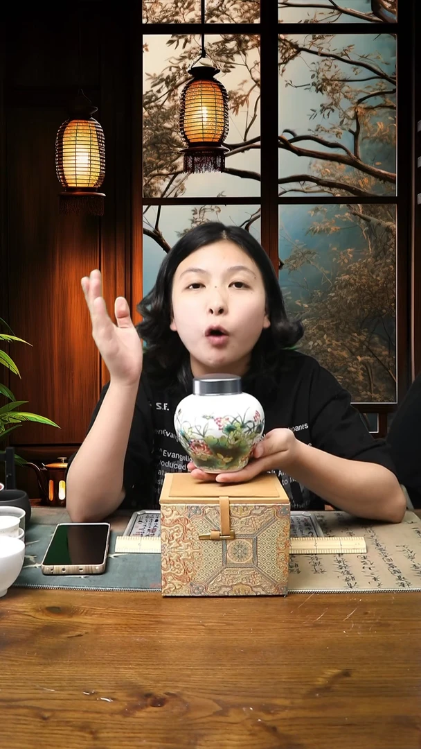 景德镇高温瓷茶叶罐荷花