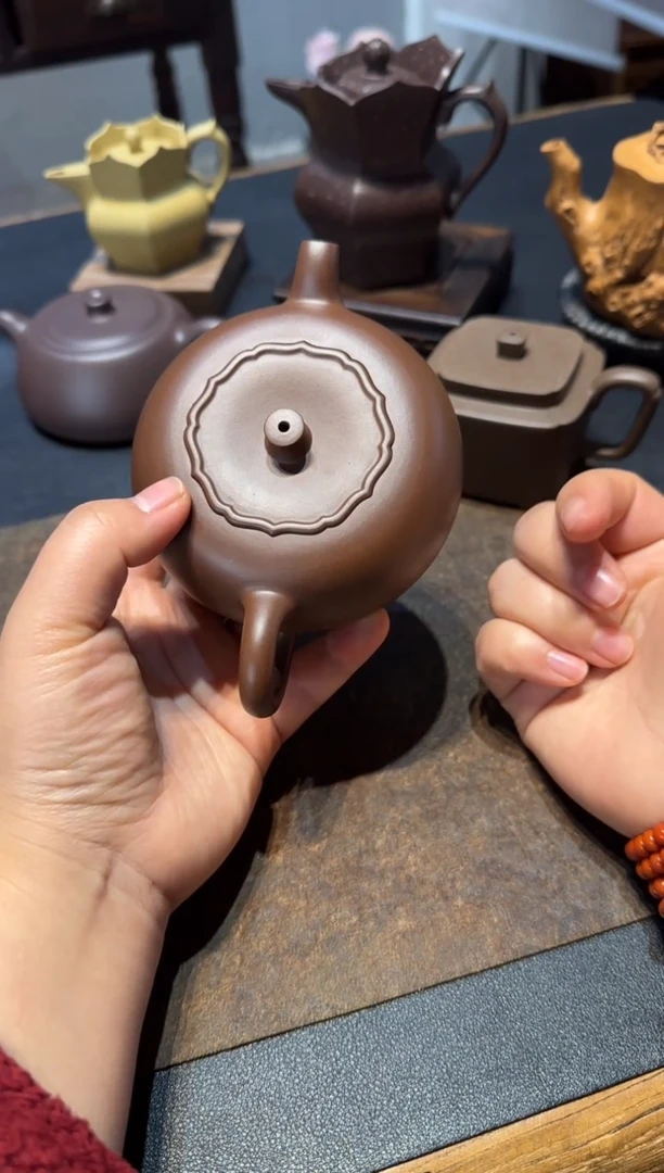 茶壶紫砂不**物柿柿如意