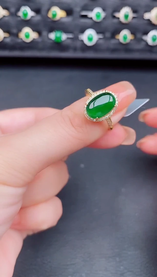 翡翠戒指银S925镶嵌天然a货翡翠43