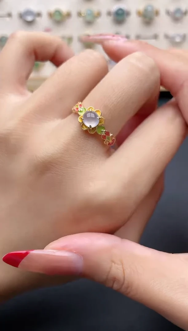 【闪购商品】翡翠戒指银S925镶嵌一物一证一礼盒