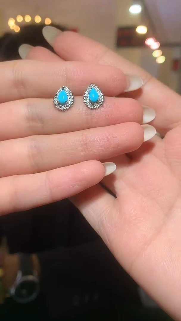 银S925镶嵌绿松石耳饰【宝石世家严选】