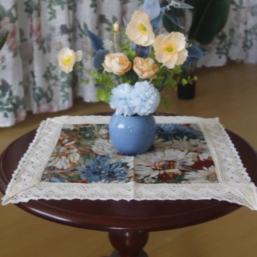 ZN001-207棉麻【43*43/对】彩菊莫奈油画棉麻交织布桌布