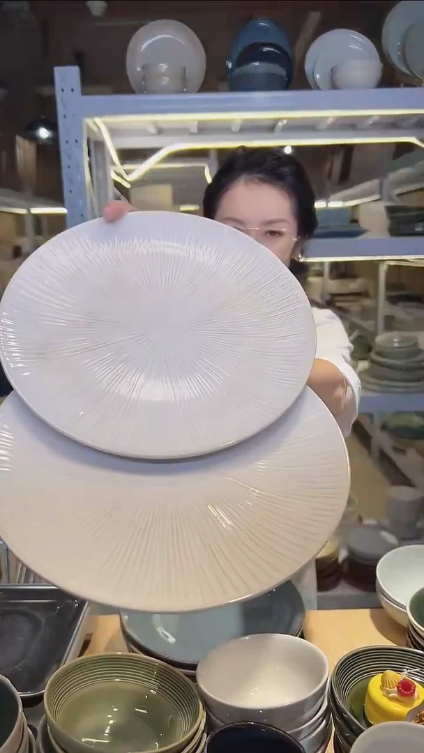 瓷92（大盘鸡）外贸尾货高温釉下彩陶瓷餐具默认微瑕
