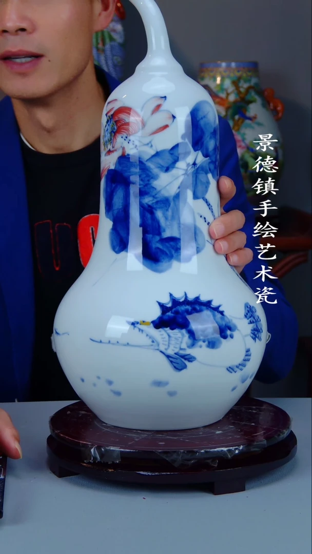 瓶陶景德镇手工手绘陶瓷摆件7