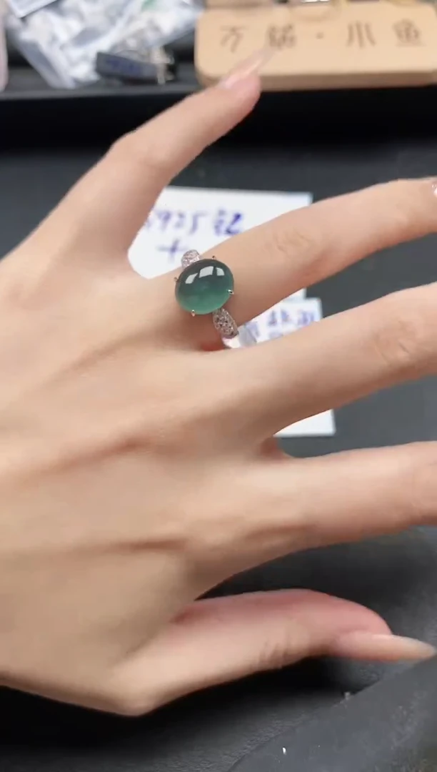翡翠戒指银S925镶嵌5511