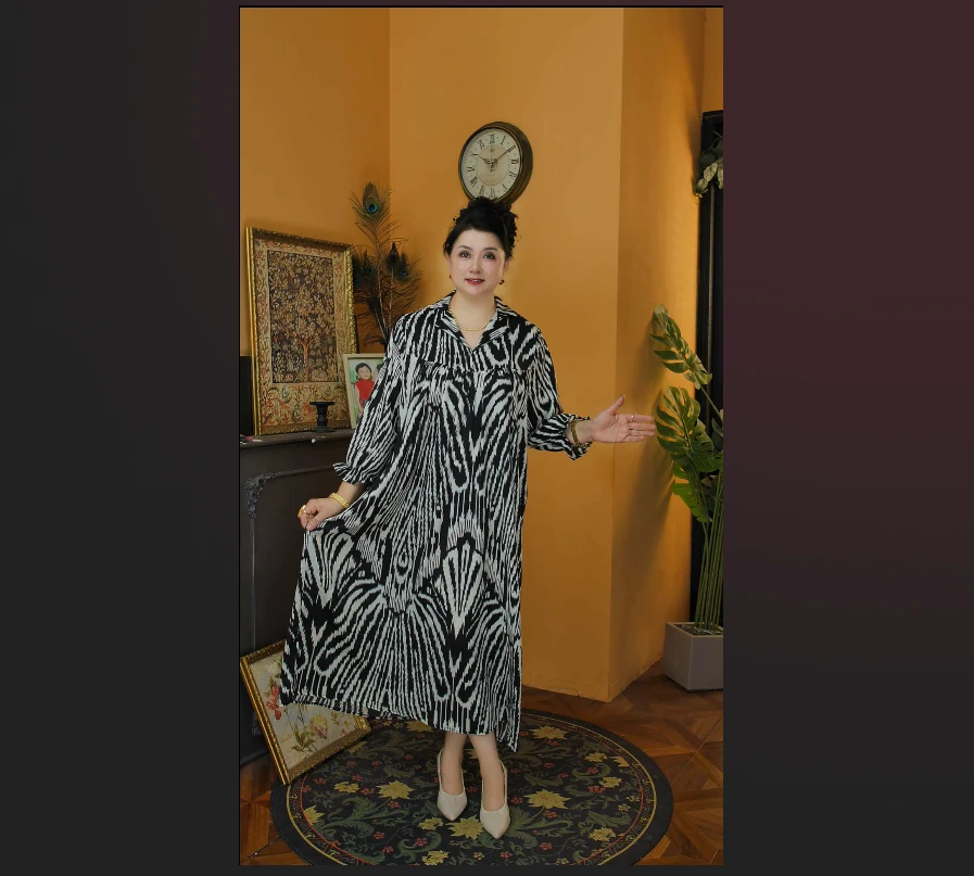 【AYTU】艾德莱斯中长款韩版宽松连衣裙