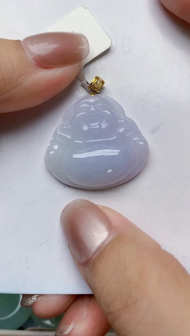 翡翠18K金镶嵌颈饰天然缅甸A货翡翠