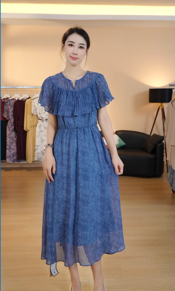 M1735 夏季25年新款高档洋气新中式收腰显瘦气质妈妈连衣裙女时尚