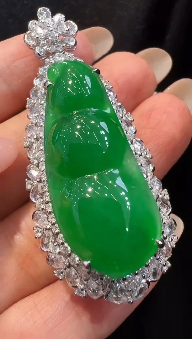 吊坠(不含链)18K金镶嵌翡翠吊坠