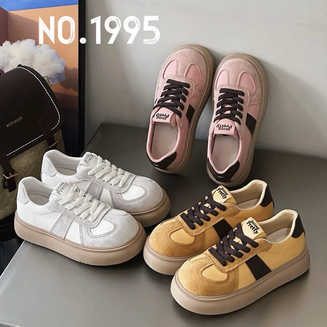 休闲鞋板鞋平底学生时尚休闲鞋日系运动休闲鞋复古德训鞋